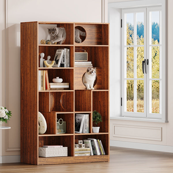 2-in-1 Cat House Bookshelf & Display Cabinet