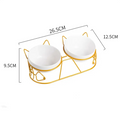 Elevated Ceramic Double Pet Bowl with Cat-Ear Stand