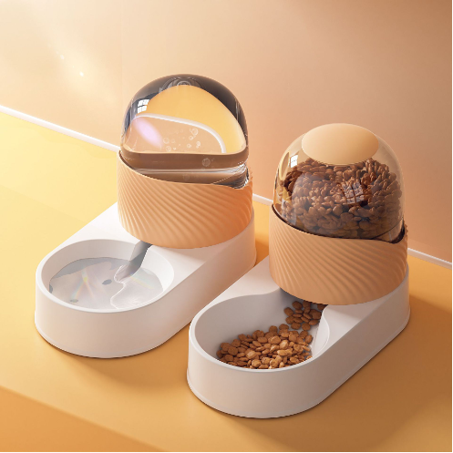 2-Piece Cat Food & Water Bowl Set with Bubble Dispenser (2L)