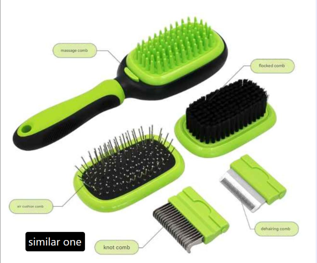 5-in-1 Pet Grooming Kit for Cats & Dogs — ABS, Stainless Steel, De-shedding & Coat Care Set