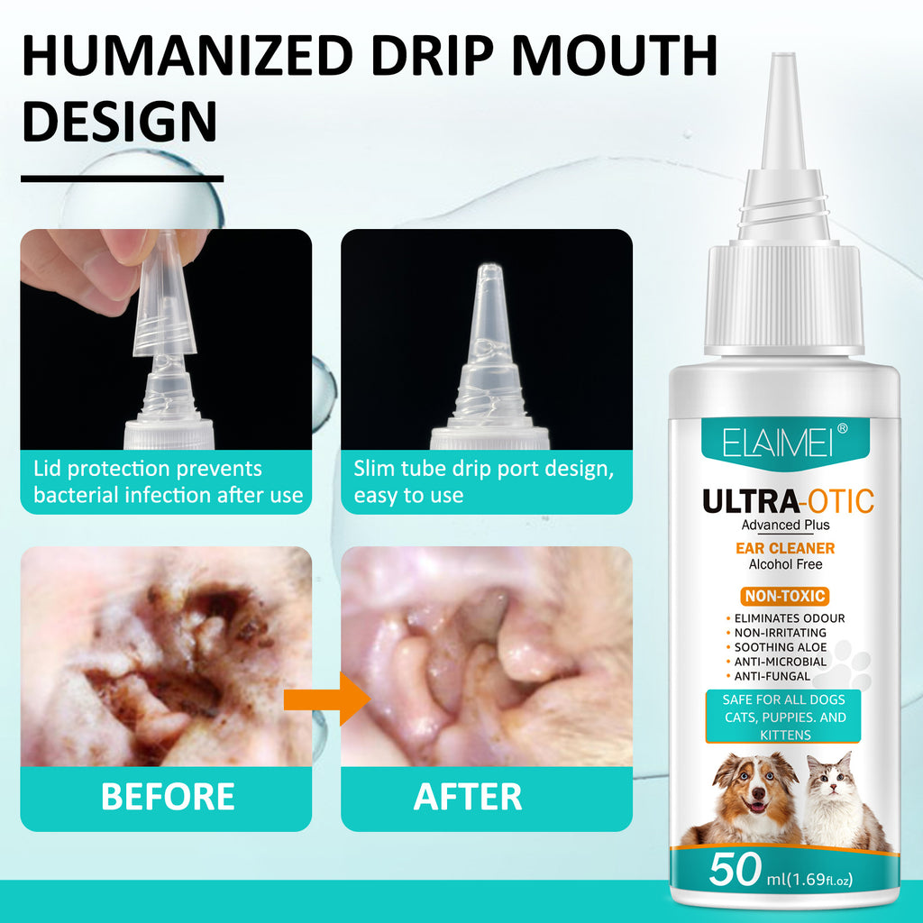 ELAIMEI Gentle Pet Ear Cleaning Solution for Dogs & Cats (50ml)
