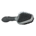 Gray pet grooming brush with bristles on a white background