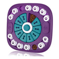 Purple pet puzzle toy with a circular design on a white background