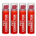Four red cans of Pet Corrector on a white background
