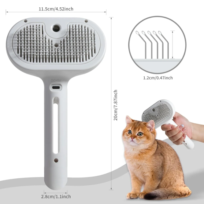 2-in-1 Pet Spray Brush with Built-In Water Tank for Dogs & Cats