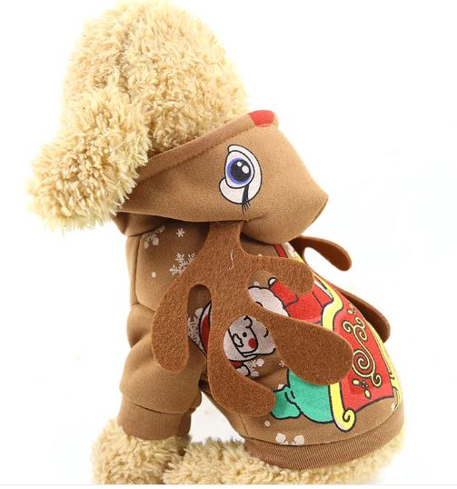 Flannel Animal Print Dog & Cat Hoodie for Autumn & Winter