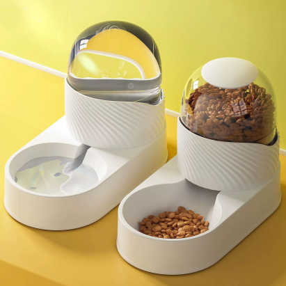 2-Piece Cat Food & Water Bowl Set with Bubble Dispenser (2L)