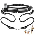Dog walking belt with two bungee leashes on a white background