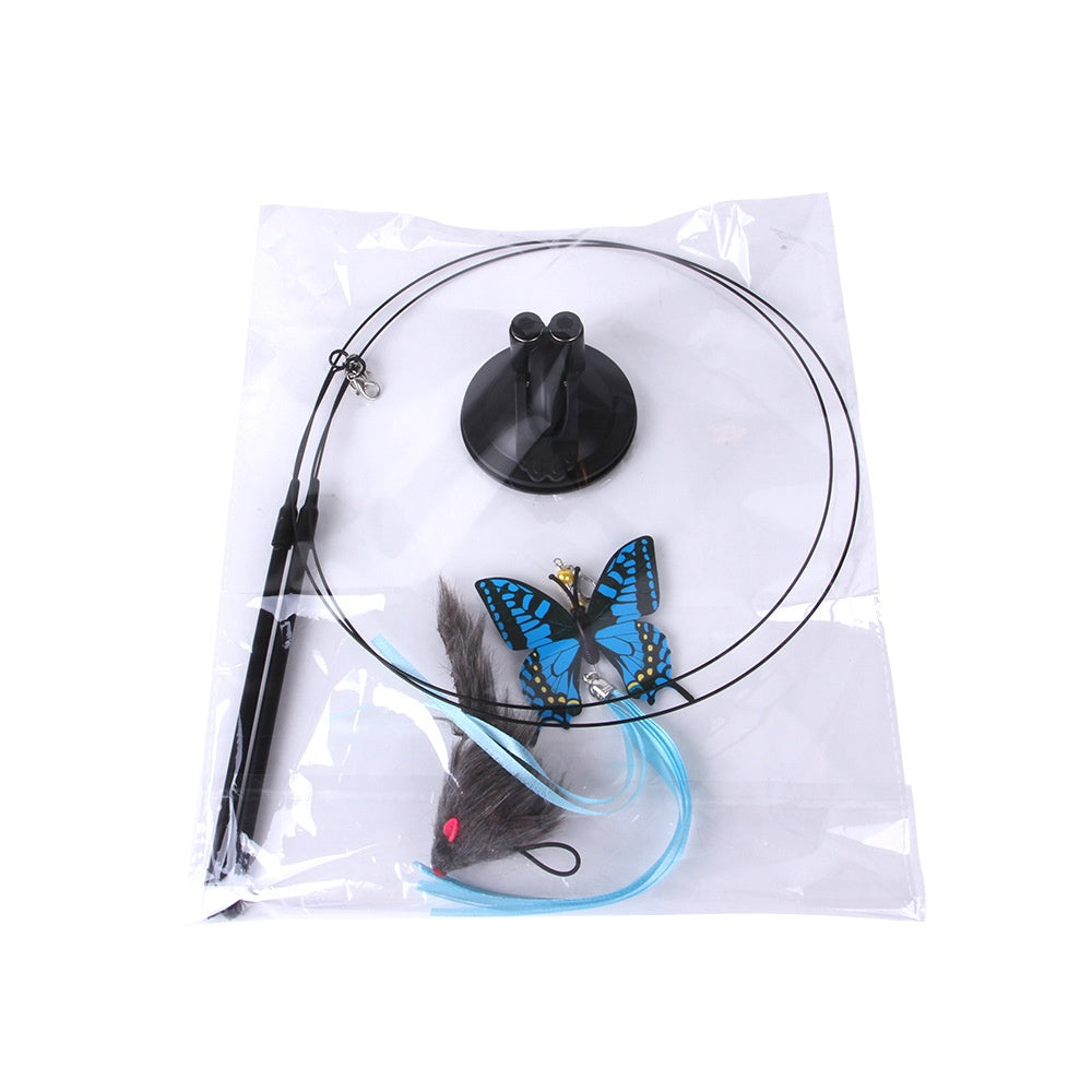 Suction Cup Cat Teaser Toy with Swappable Attachments