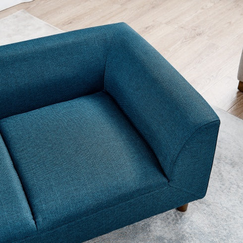 Modern Rectangular Dog Sofa — Linen, Rubber Wood Frame, Backrest & Armrests, Foam Cushion (Dark Grey, 39.5")