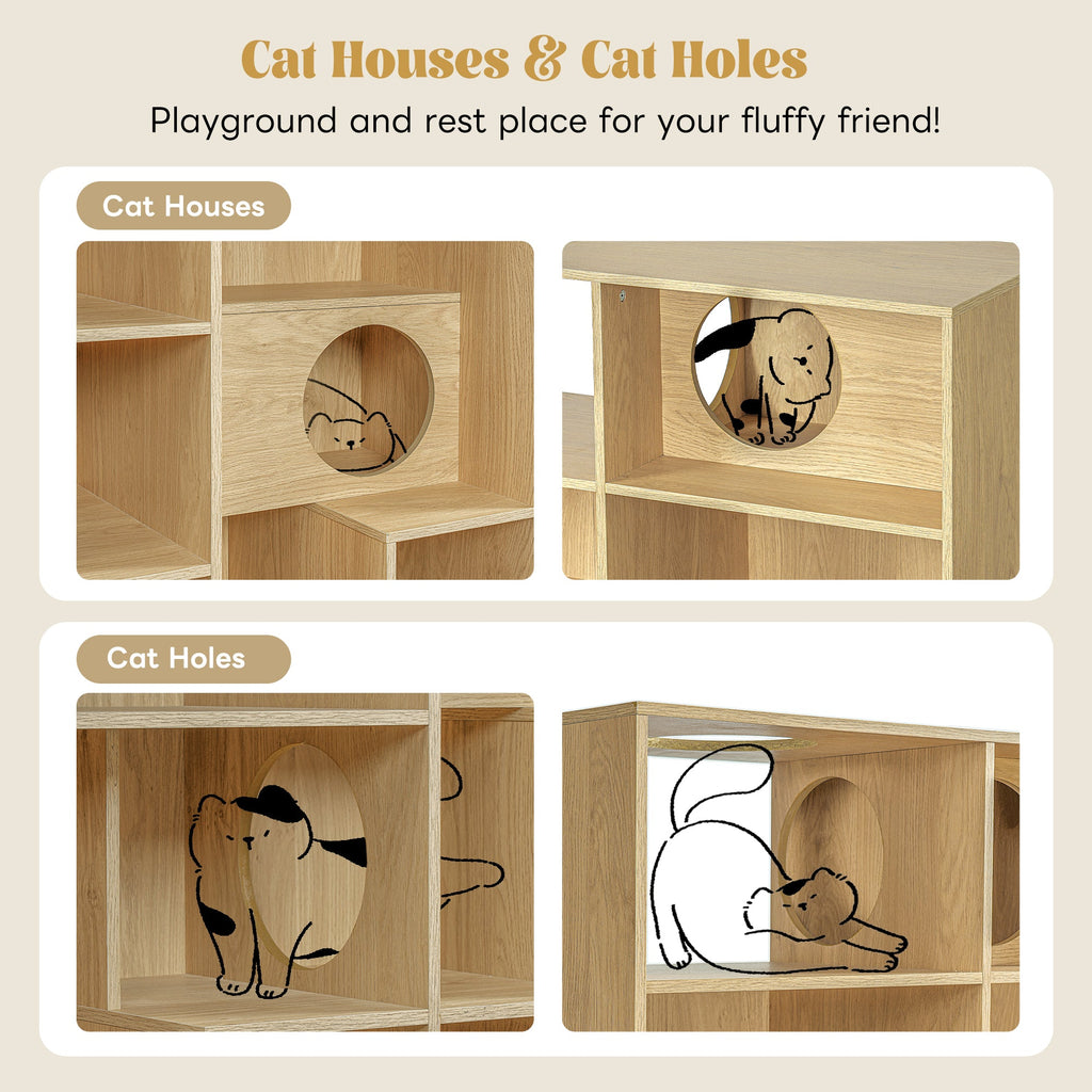 2-in-1 Cat House Bookshelf & Display Cabinet
