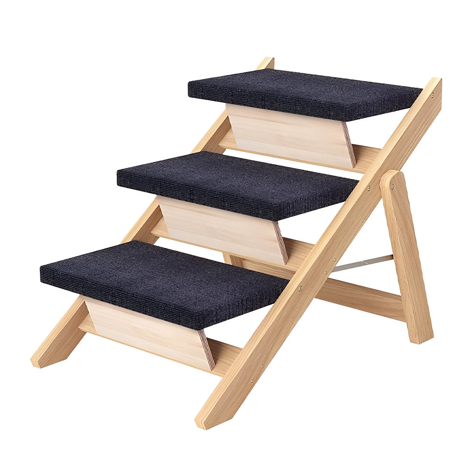 Foldable Wooden Pet Stairs & Ramp – 2-in-1 Dog Steps for Beds, Sofas & Cars