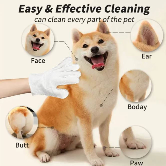 Pet Grooming Wipes & Cleaning Gloves for Dogs & Cats