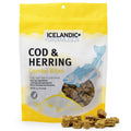 Packaging of Icelandic+ Cod & Herring Combo Bites for dogs on a white background