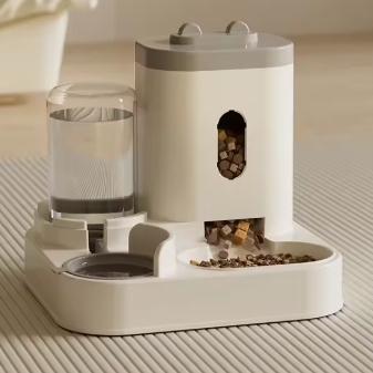 Slide-Cover Automatic Pet Feeder & Water Dispenser for Dogs & Cats
