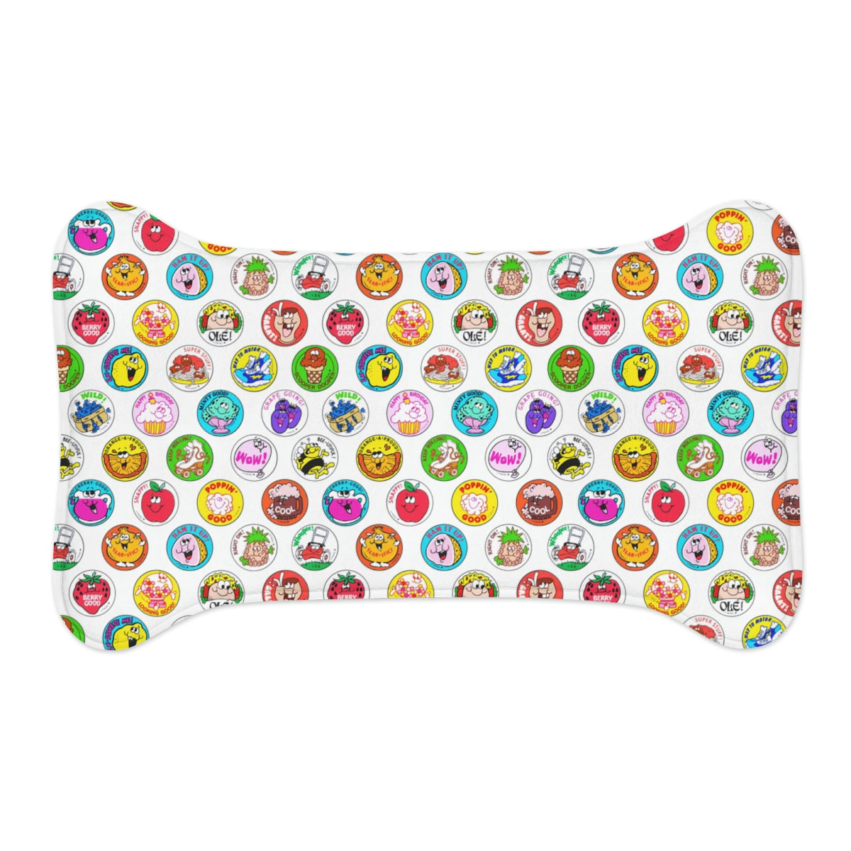 Phone case with colorful character stickers on a white background