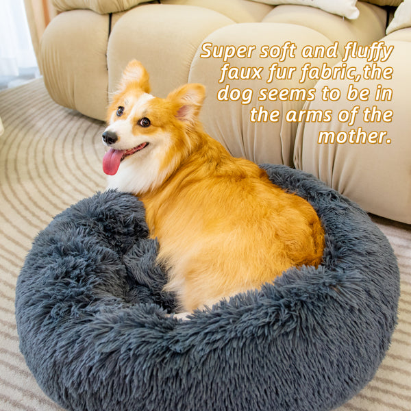 Anti-Anxiety Donut Pet Bed – Washable & Fluffy