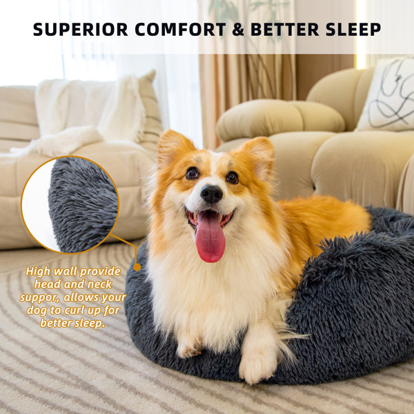 Anti-Anxiety Donut Pet Bed – Washable & Fluffy