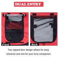 Pet carrier with dual entry design on a red background