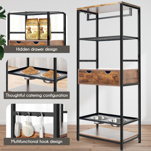 Elevated Dog Feeding Station with Storage Tower