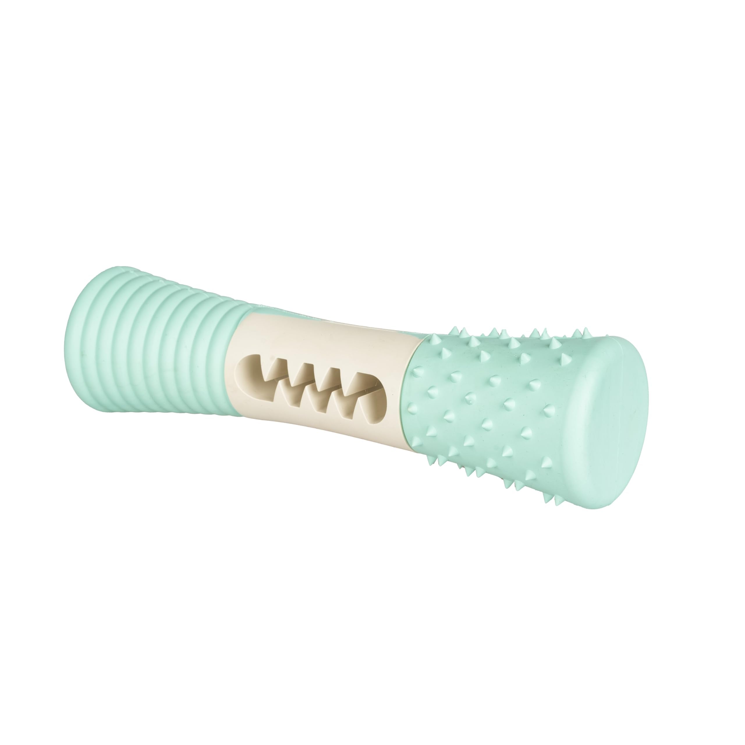 Mint green and beige textured roller on a white background