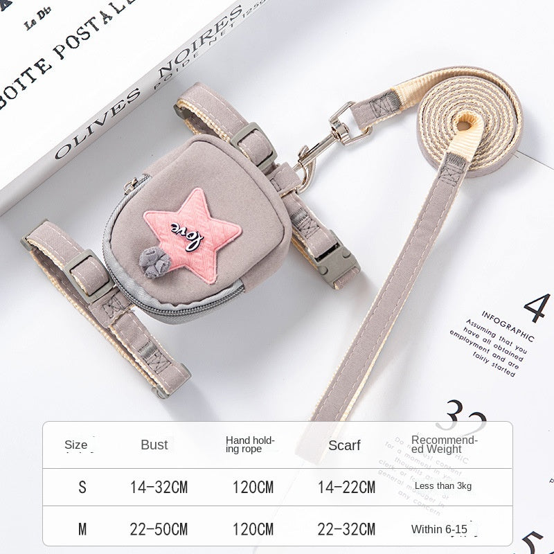 Small pouch with a pink star and strap on a magazine page