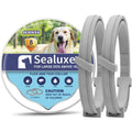 Sealuxe flea and tick collar for large dogs with packaging on a white background