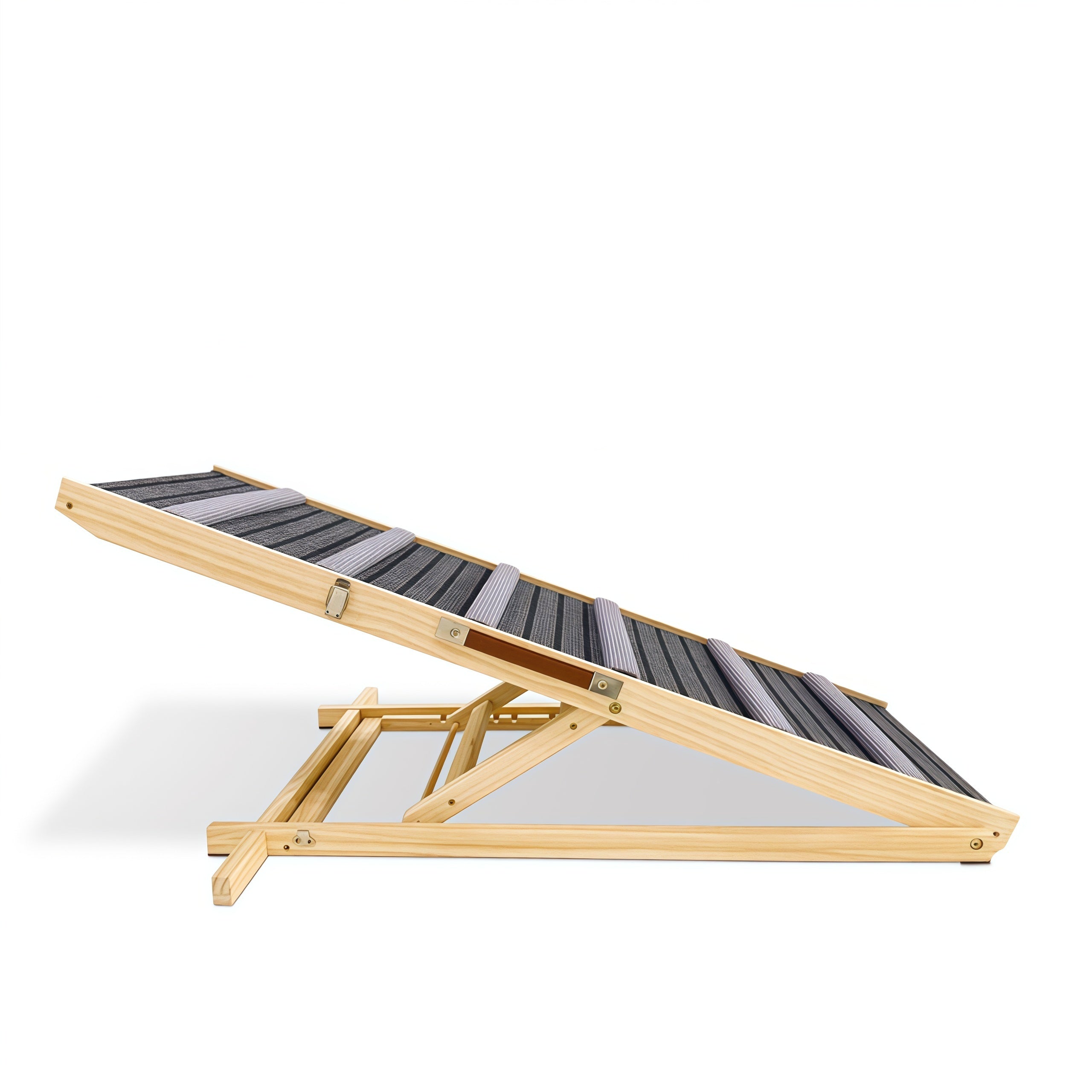 Solar panel on a stand with wooden frame on a white background