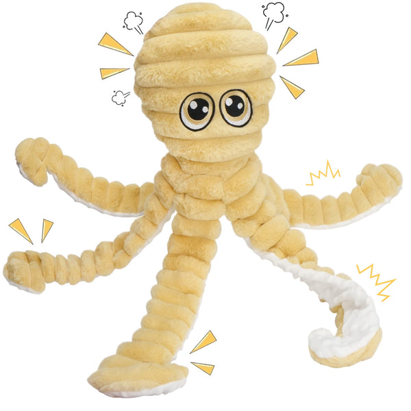 Plush mummy toy with cartoonish design on a white background