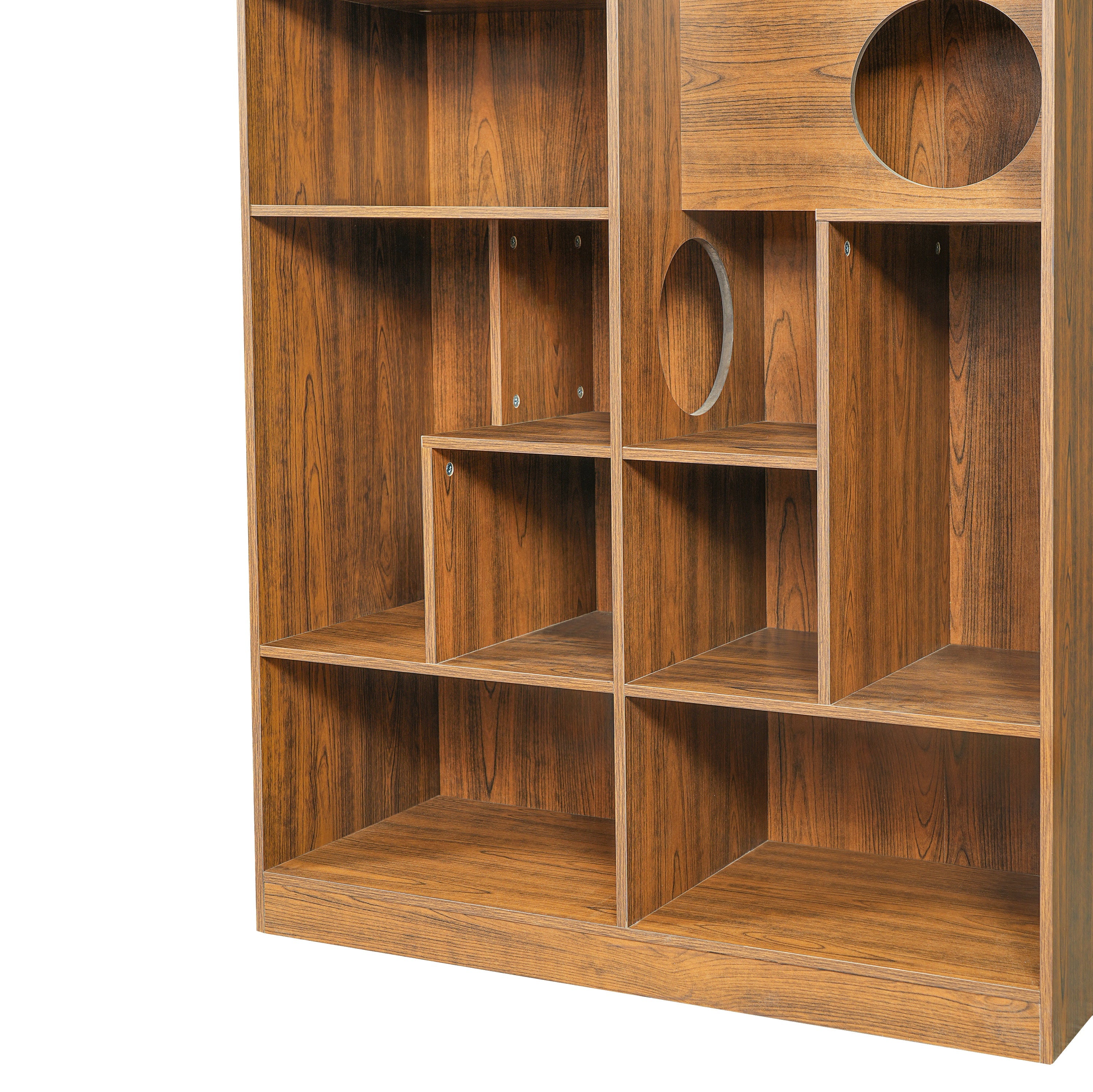 2-in-1 Cat House Bookshelf & Display Cabinet