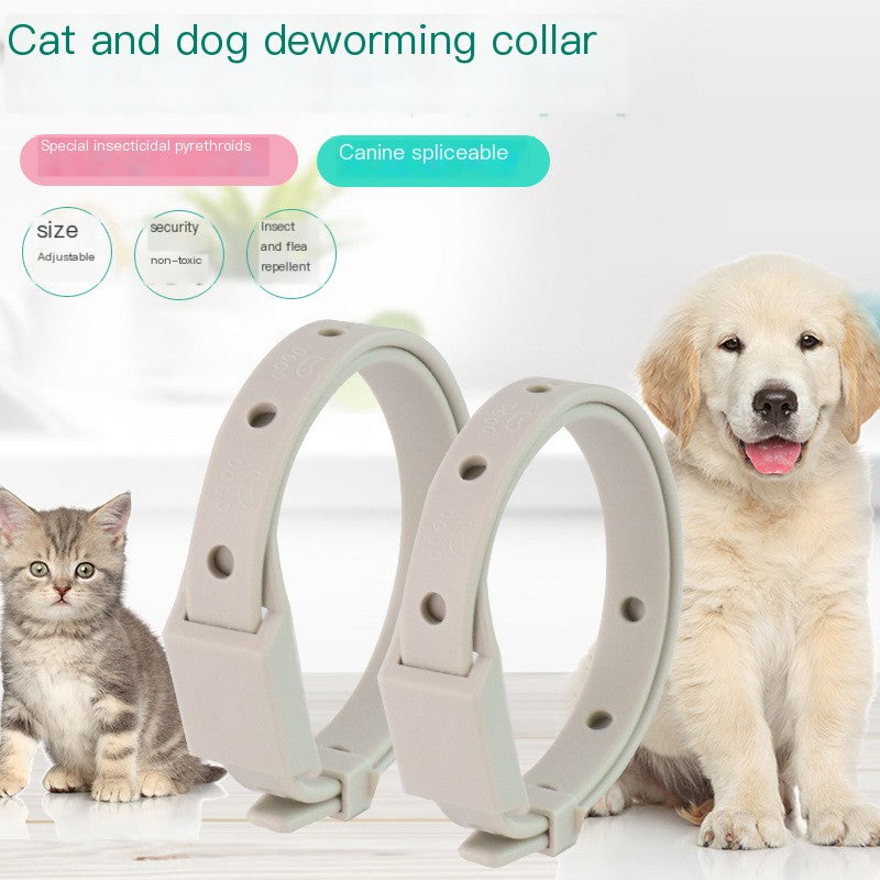 Cat and dog deworming collar with a dog and cat on a white background