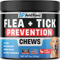 Avid Paws flea and tick prevention chews packaging with a dog on the label.
