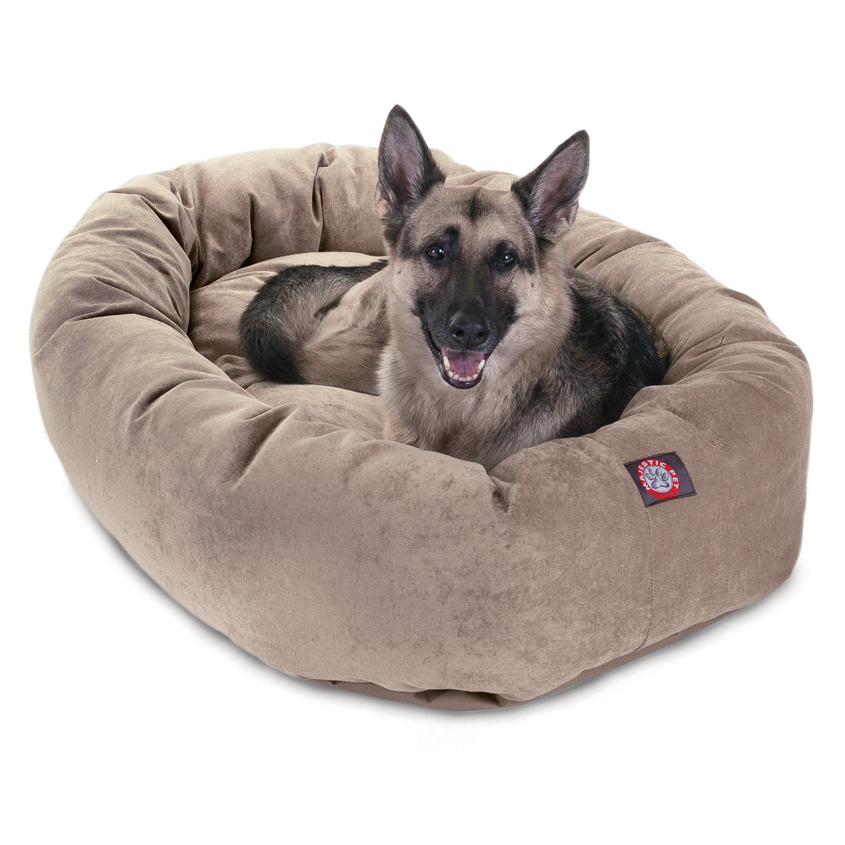 Majestic Pet Micro Velvet Bagel Dog Bed — Calming, Washable, X-Large (52x35x11")