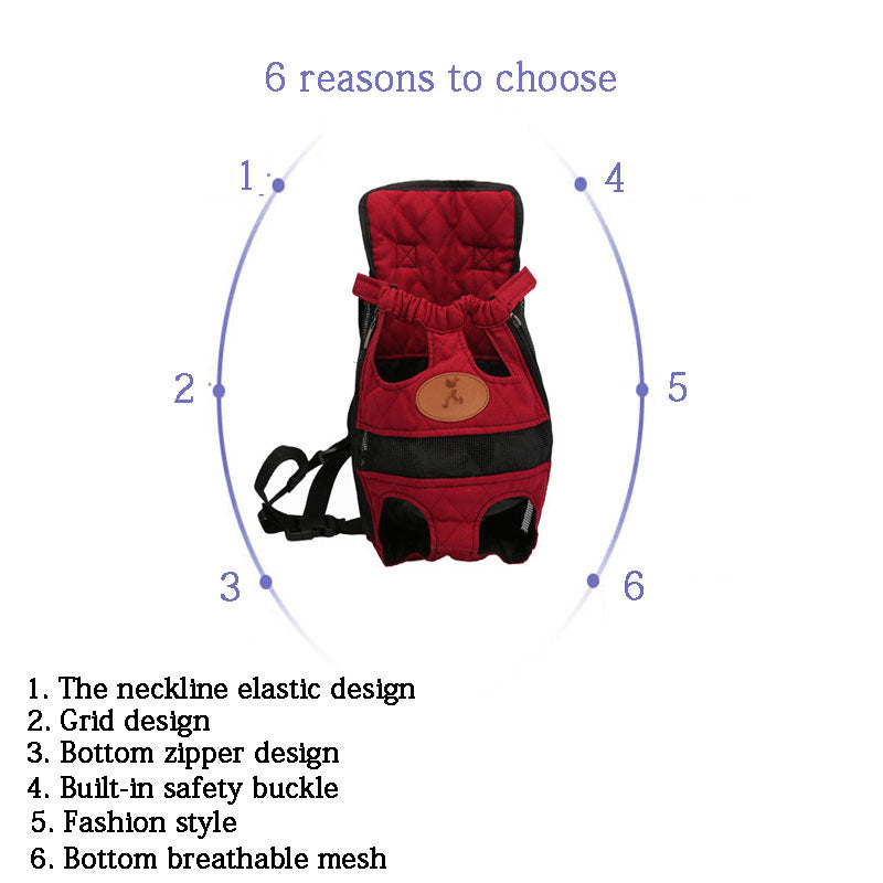 Canvas & Mesh Front Pet Carrier Chest Bag for Dogs & Cats