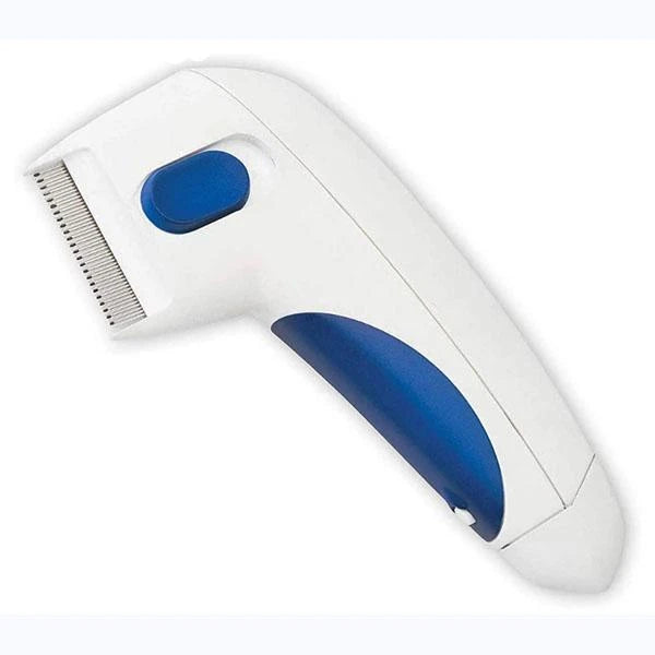 White and blue pet grooming tool on a white background