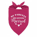 Pink bandana with 'My parents are getting married' text and hearts on a white background