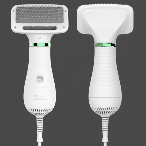 Two white handheld devices with different attachments on a white background