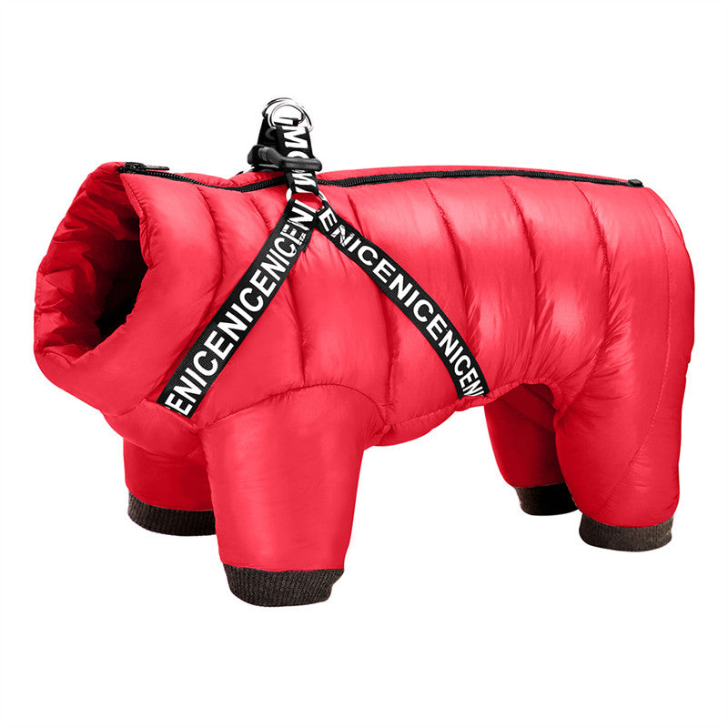 PP Cotton Winter Dog & Cat Outfit — Warm Four-Leg Suit for Small Breeds (S–2XL)