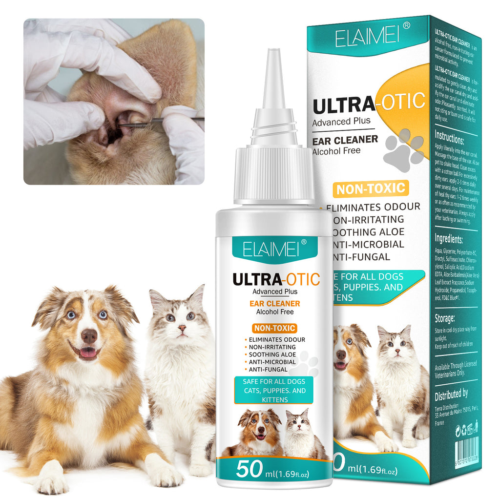 ELAIMEI Gentle Pet Ear Cleaning Solution for Dogs & Cats (50ml)