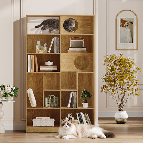 2-in-1 Cat House Bookshelf & Display Cabinet