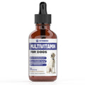 Multivitamin bottle for dogs with a dropper on a white background