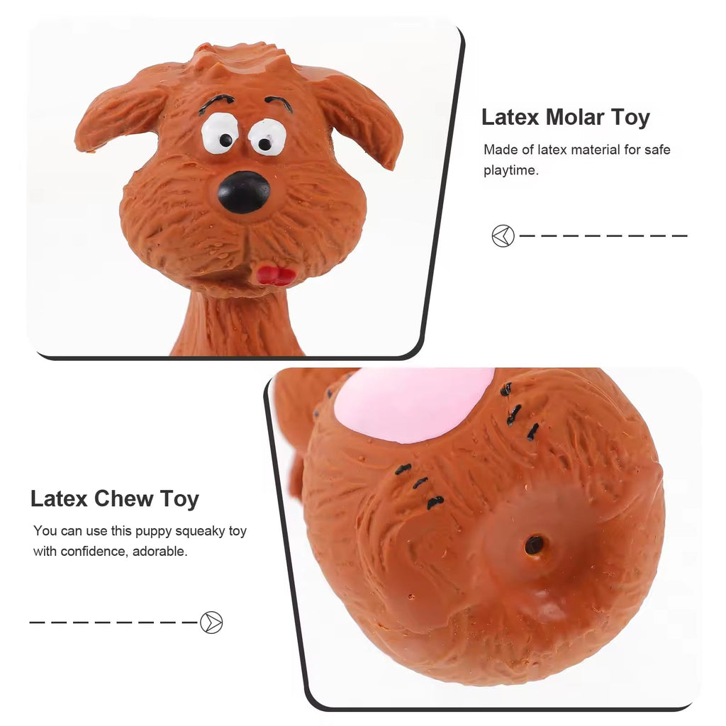 Latex molar and chew toy for pets with a dog design on a white background.