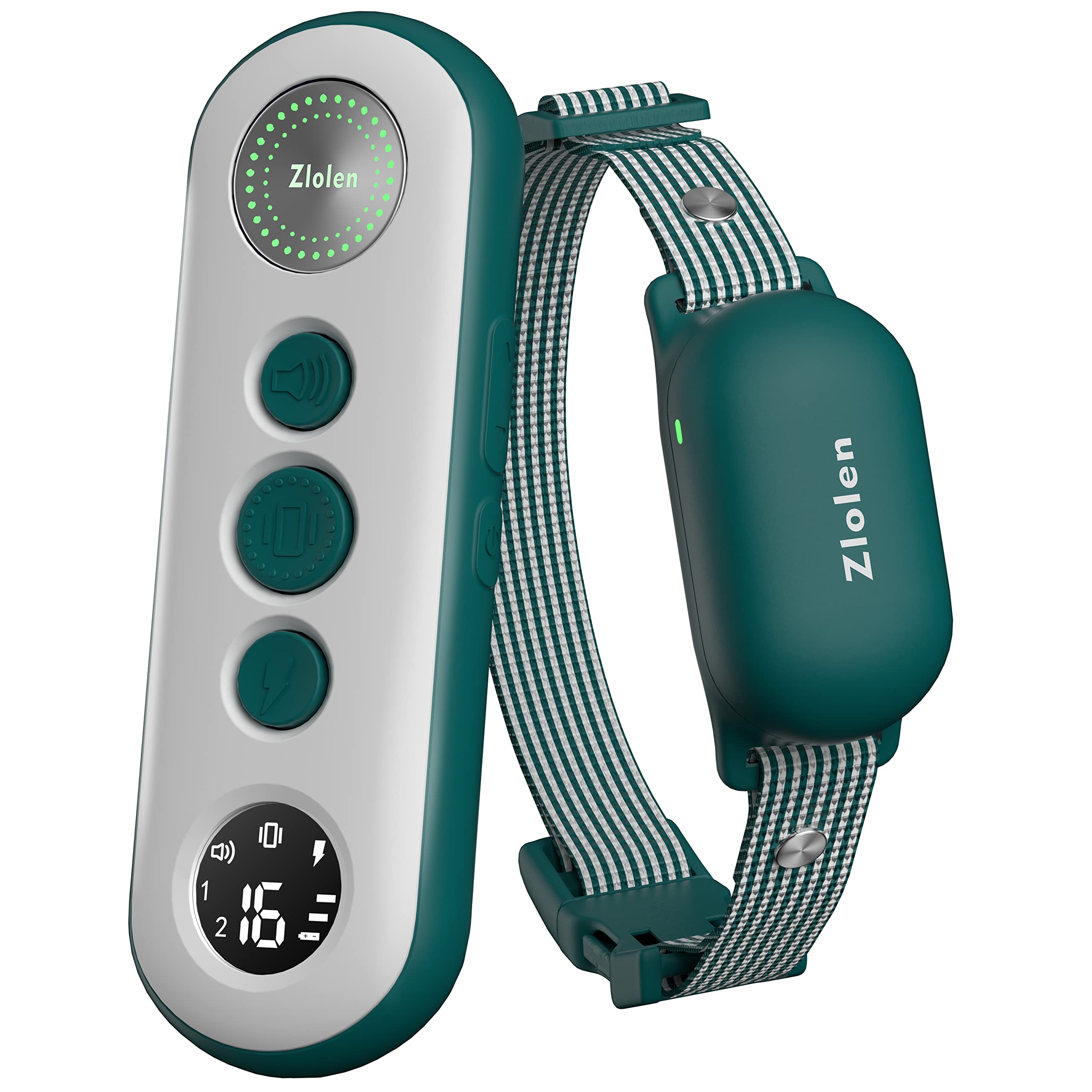 Dog training collar with remote control on a white background