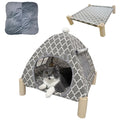 Dog/Cat Tent BedPet Teepee HouseCat Hammock BedRemovable Portable Indoor/Outdoor Pet TentSuitable for KittyPuppyBunny and Small Animal(Grey Mesh Tent)