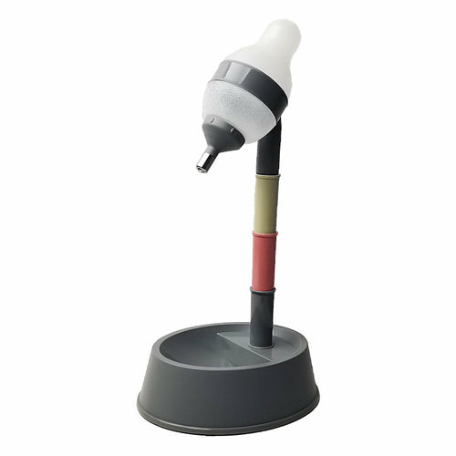 Colorful stand with a white and gray top on a white background
