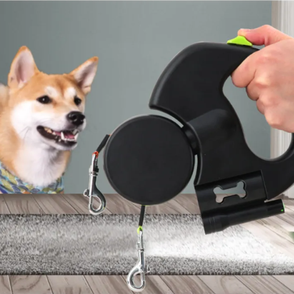 Dual Retractable Dog Leash for Two Dogs (3m, ABS)