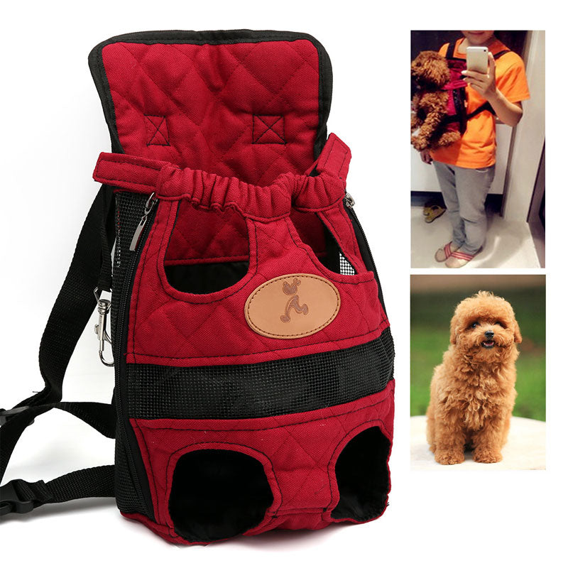 Canvas & Mesh Front Pet Carrier Chest Bag for Dogs & Cats