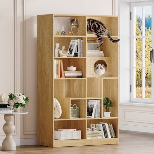 2-in-1 Cat House Bookshelf & Display Cabinet