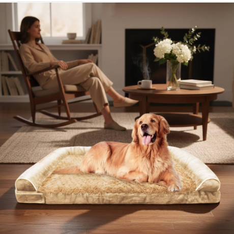 dog lying on orthopedic bed