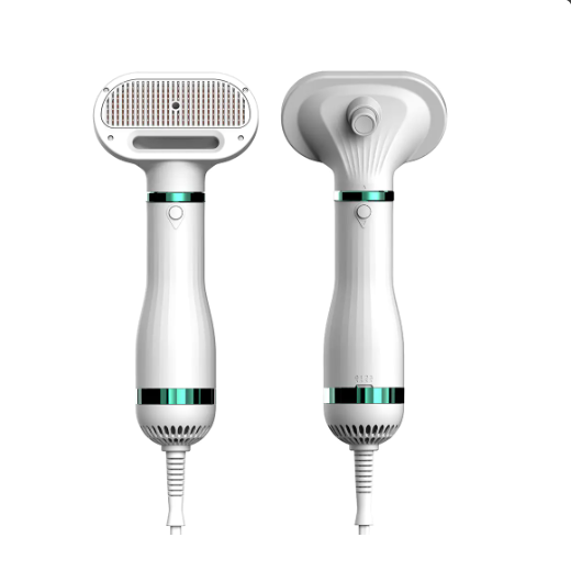 Two white handheld devices with attachments on a white background